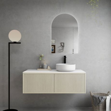bellevue vanity, coastal oak 1200mm, cabinet only, left hand draws, single basin