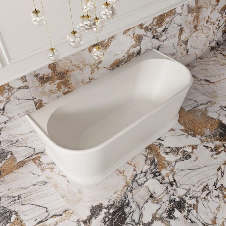 westminster back to wall freestanding bath, matte white 1700mm