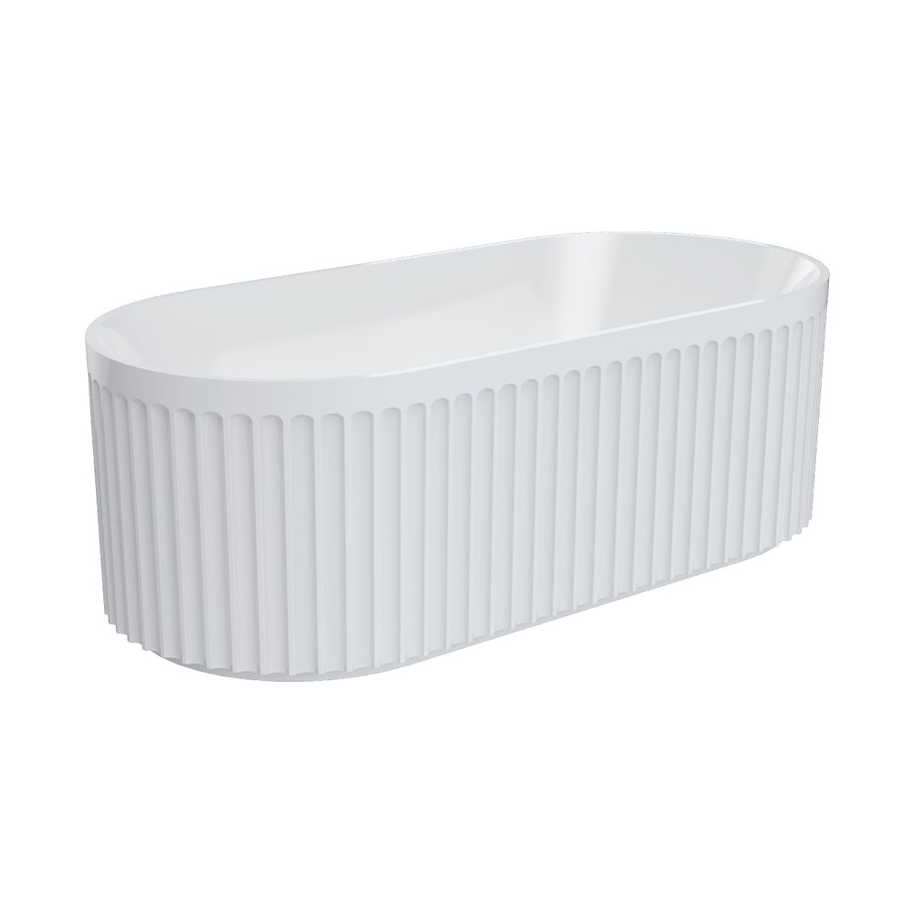 eleanor fluted freestanding acrylic bath, gloss white 1700mm
