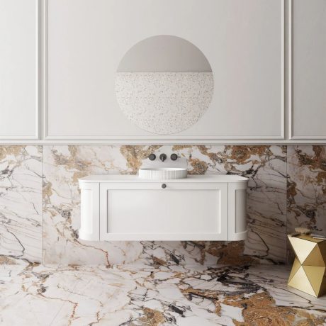 westminster curved wall hung vanity 1200mm, matte white