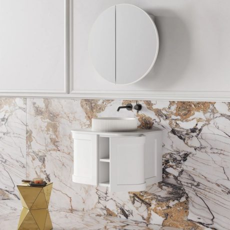 westminster curved wall hung vanity 0600mm, vintage blue