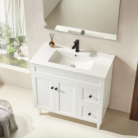 harrington pvc 1200mm matte white cabinet only, right hand drawers brushed gold handle