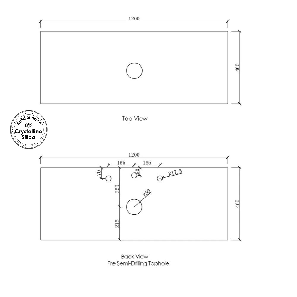 solid surface matte white top sinlge bowl 1200mm