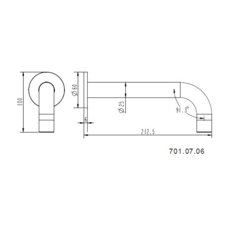 villa bath/basin spout, pvd brushed nickel