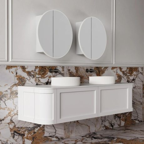 westminster curved wall hung vanity 1800mm, matte white