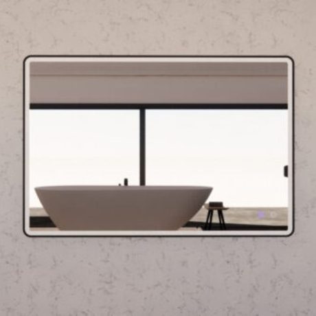 rectangle framed led mirror with dimmer, matte black 1200mm