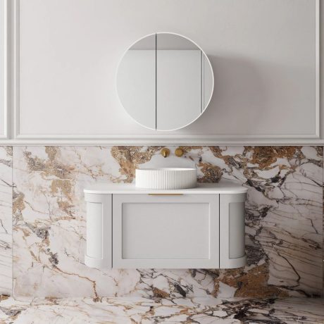 westminster curved wall hung vanity 0900mm, pale grey