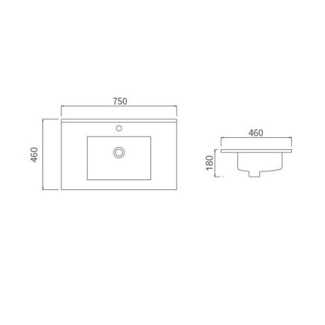 classic pvc floor mount single basin vanity 0750mm rh drawers, vanity top