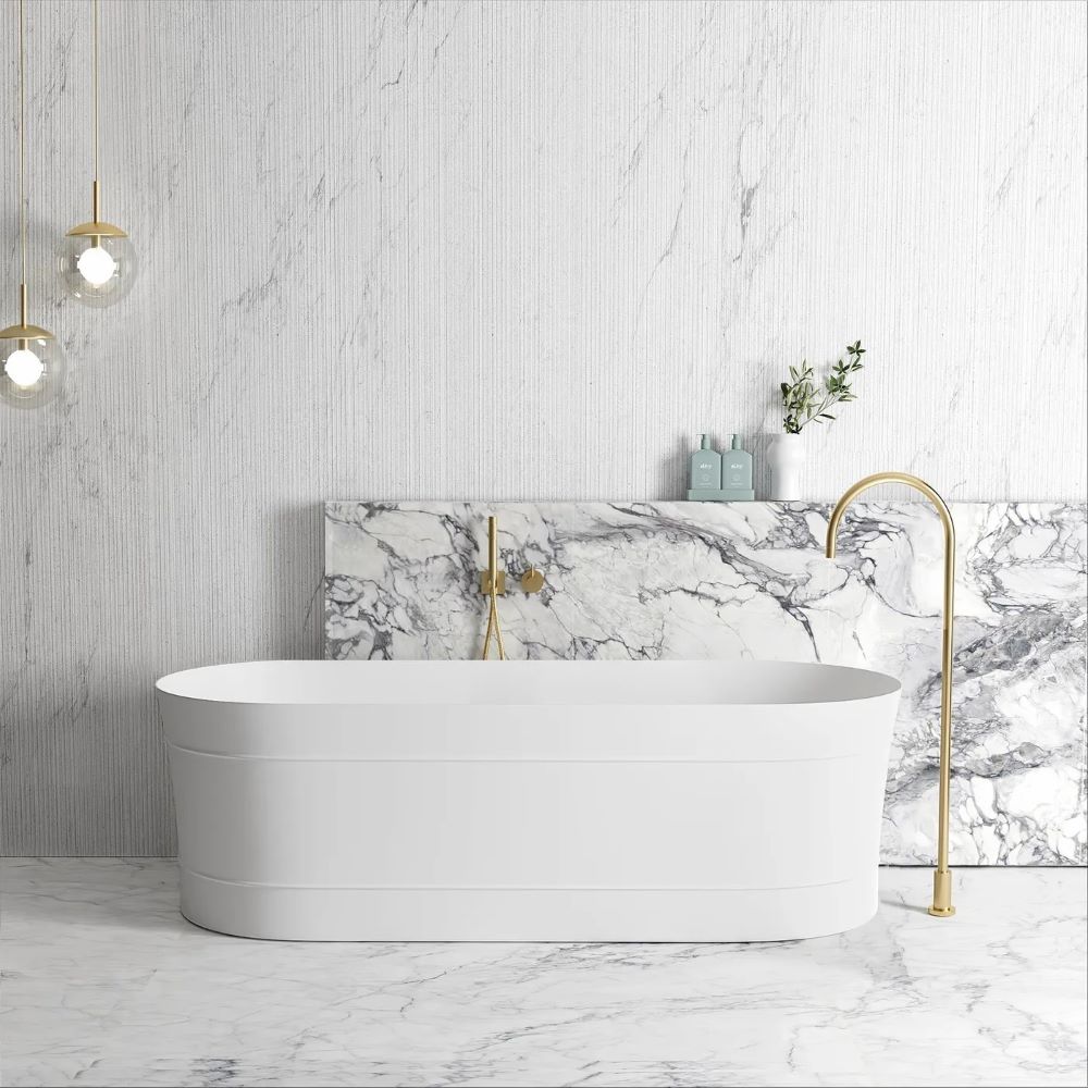 attica bondi freestanding bath, matte white 1700mm