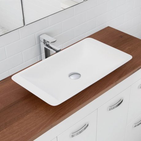 cast stone above counter basin, gloss white 450mm