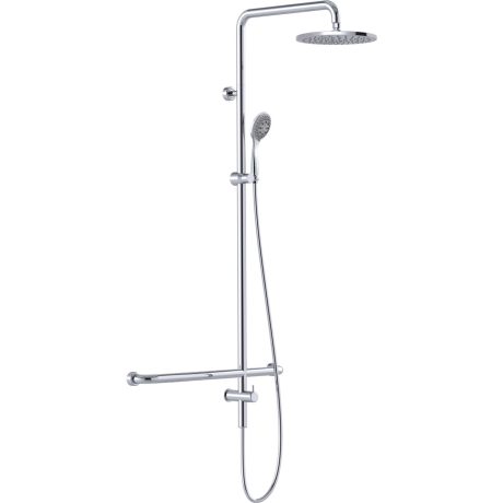 linear twin waters shower with mf grab rail, chrome 450mm, steamjet turbo pulsator right hand