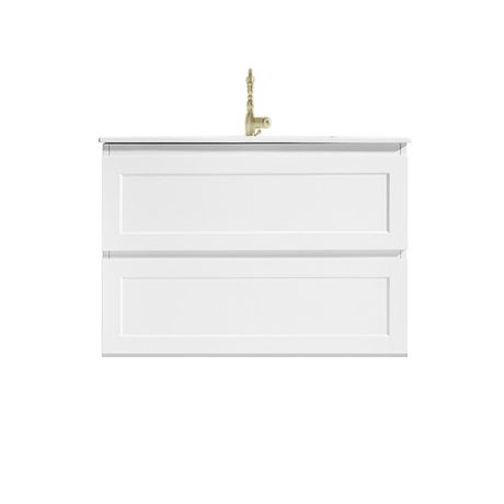 marland wall mount vanity 0900mm single basin cabinet only, matte white