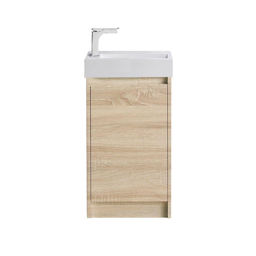 legna floor mount single basin mini vanity, natural oak 0450mm cabinet only