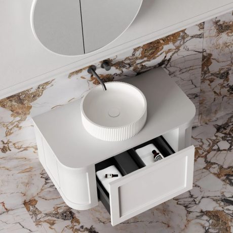 westminster curved wall hung vanity 0750mm, pale grey