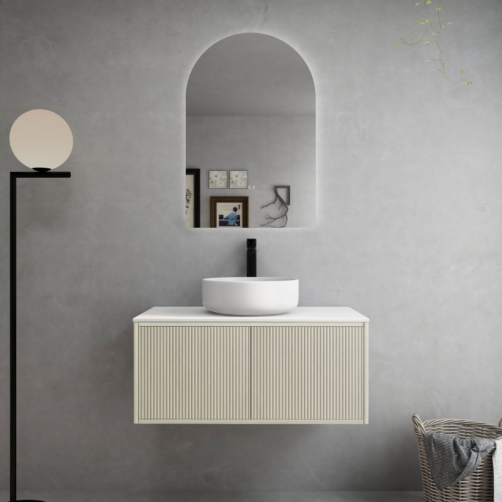 bellevue vanity, coastal oak 0900mm, cabinet only, left hand draws, single basin