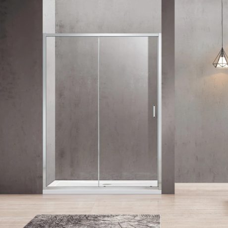 semi frameless wall to wall shower screen with sliding door, chrome 1200 1350mm