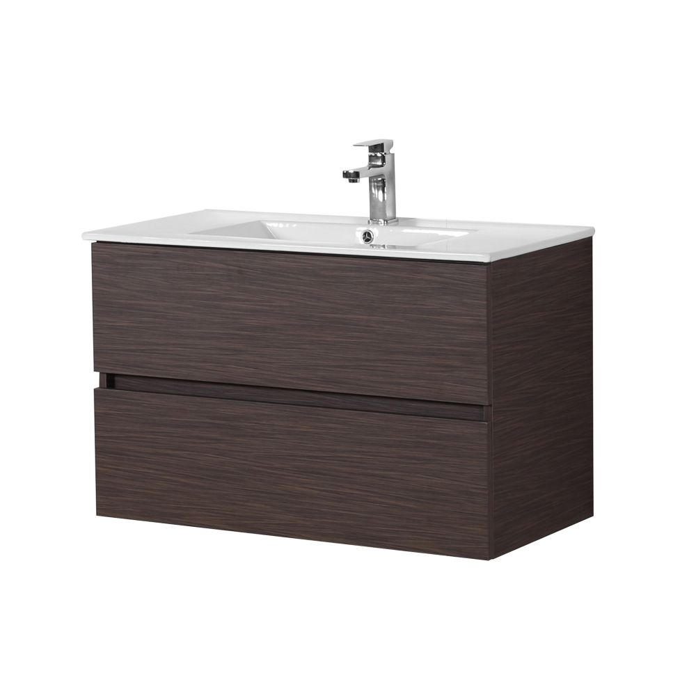 stella wall hung vanity only, walnut 0900mm