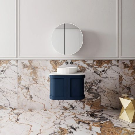 westminster curved wall hung vanity 0600mm, vintage blue