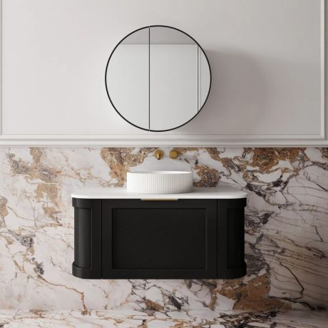 westminster curved wall hung vanity 0900mm, matte black