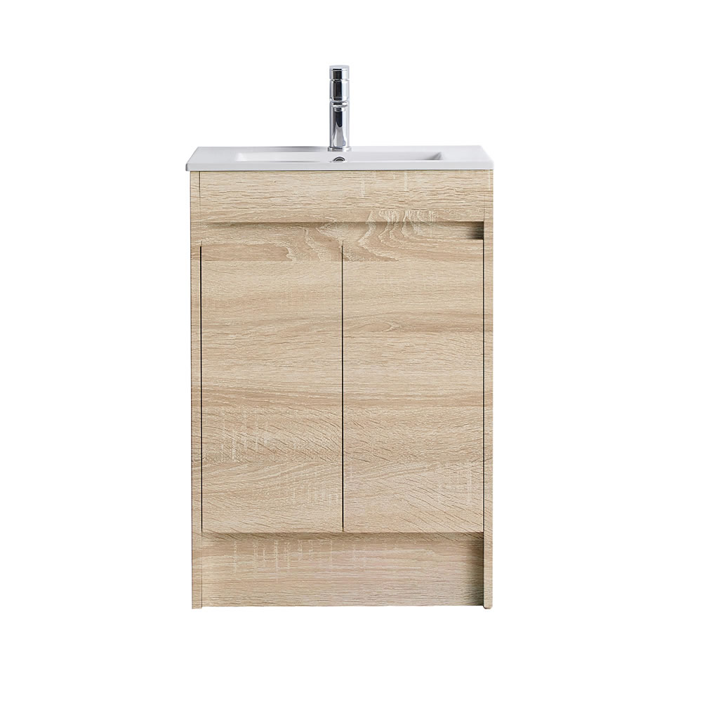 legna floor mount single basin vanity, natural oak 0600mm cabinet only