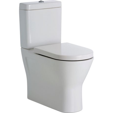 rak resort back to wall toilet suite with top inlet, gloss white p trap