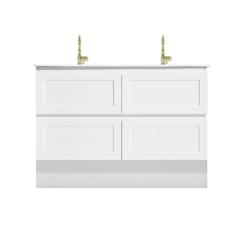 marland floor mount vanity 1200mm double basin cabinet only, matte white