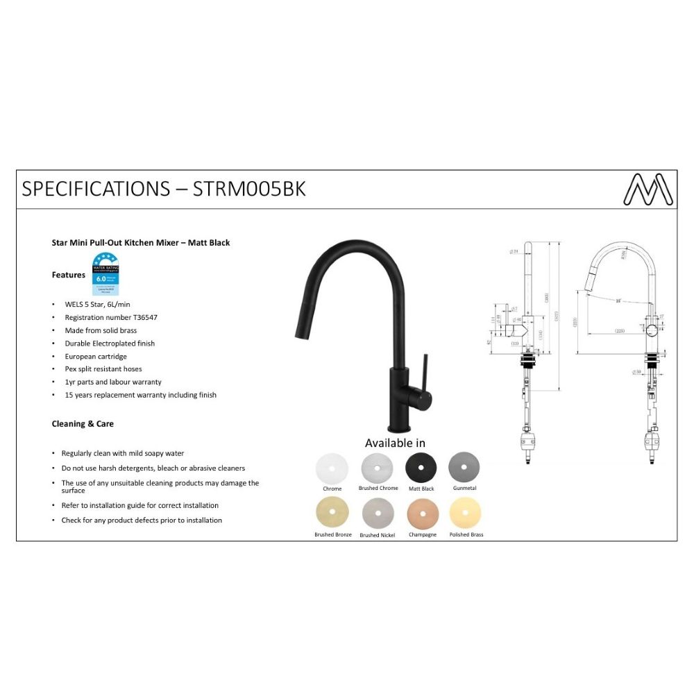 star mini pull out kitchen mixer, electroplated matte black