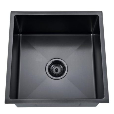 arcko lux under/overmount single bowl sink with no tap hole, gun metal