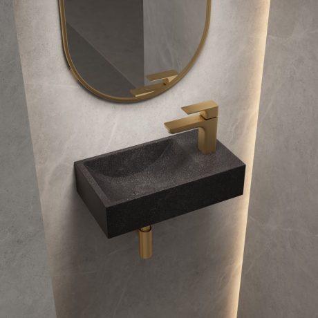 spoleto concrete basin right mount, black sandstone