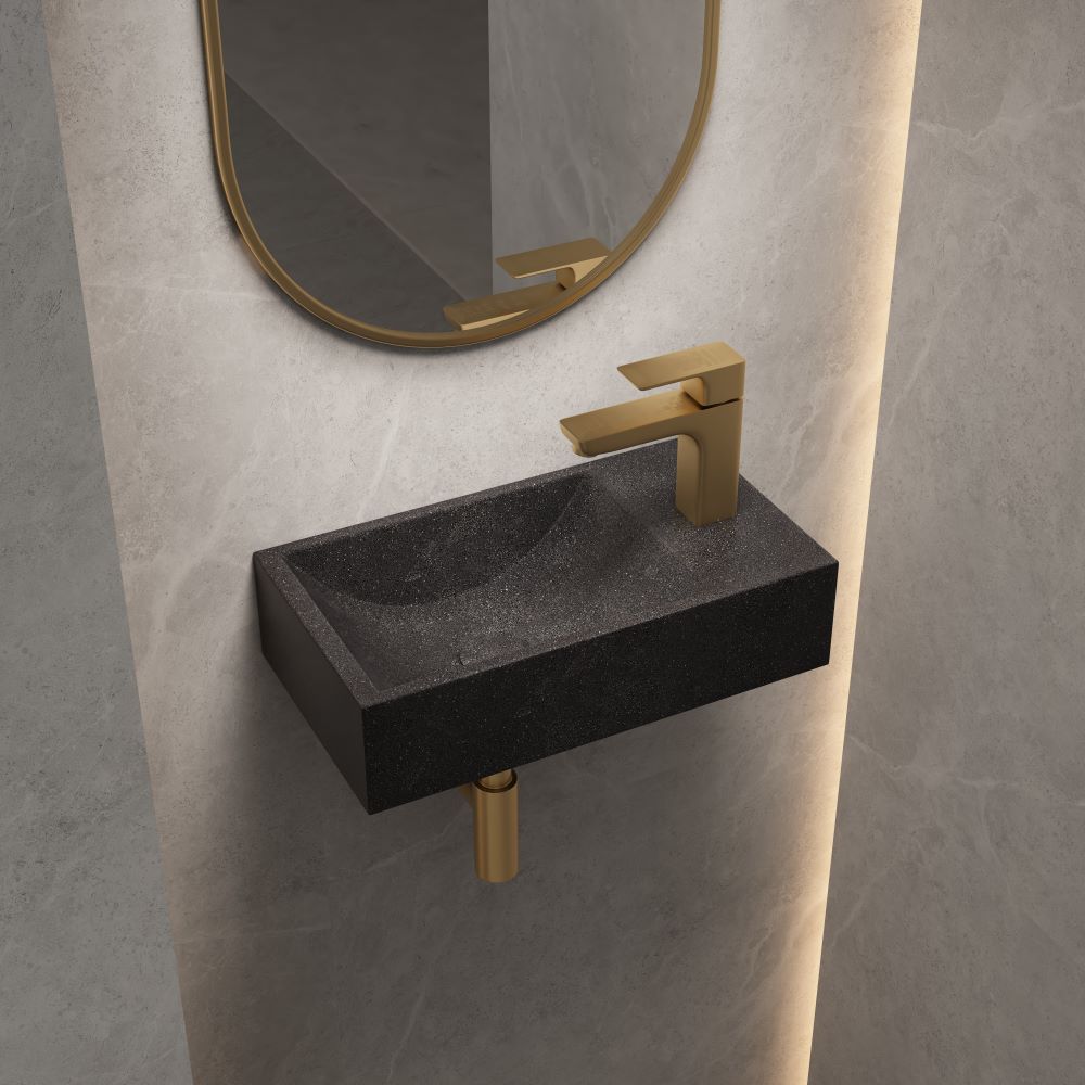 spoleto concrete basin right mount, black sandstone