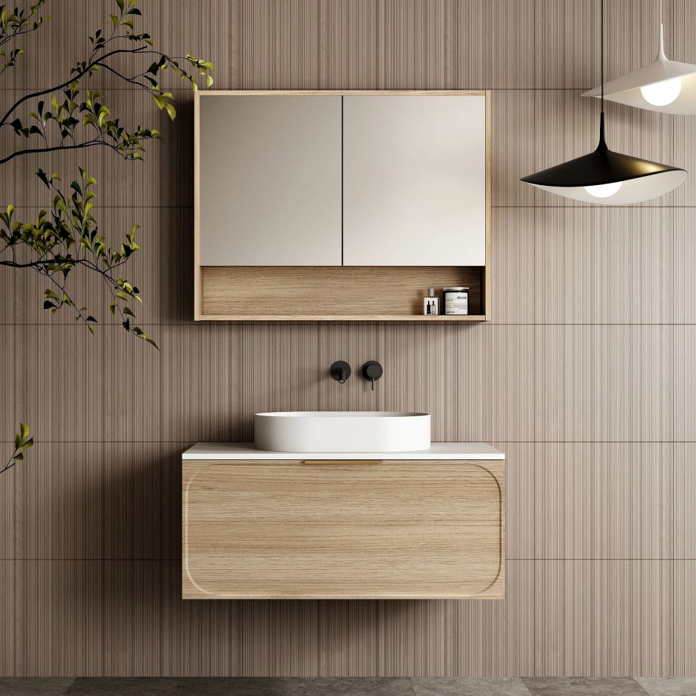 cicero wall hung vanity 0900mm, oak
