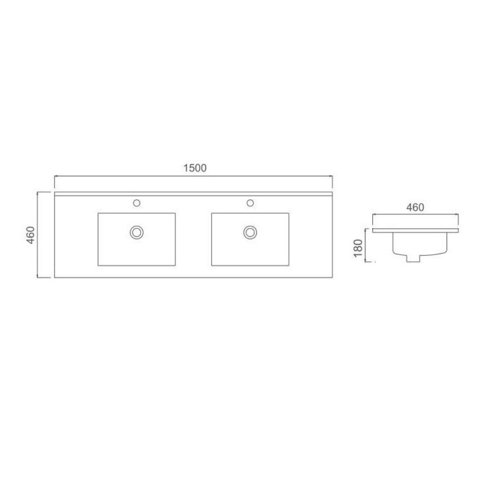 classic pcv floor mount double basin vanity 1500mm, vanity top