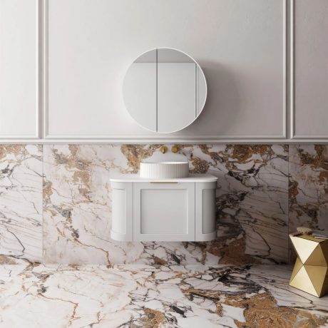 westminster curved wall hung vanity 0750mm, pale grey
