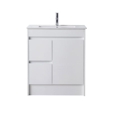 classic pvc floor mount single basin vanity 0750mm lh drawers, vanity top
