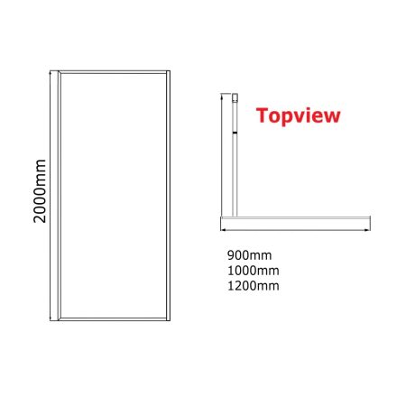 framed single panel shower & support bar, matte black 1000mm