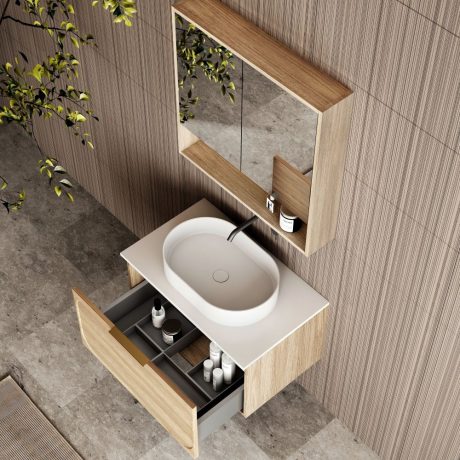 cicero wall hung vanity 0750mm, walnut