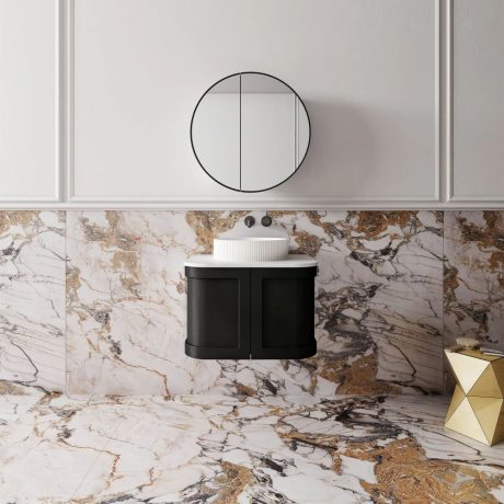 westminster curved wall hung vanity 0600mm, matte black