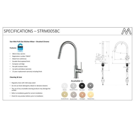 star mini pull out kitchen mixer, electroplated brushed chrome