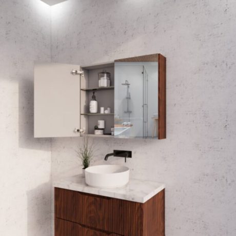 riva geneva fluted timber side shaving cabinet, brown oak 900mm