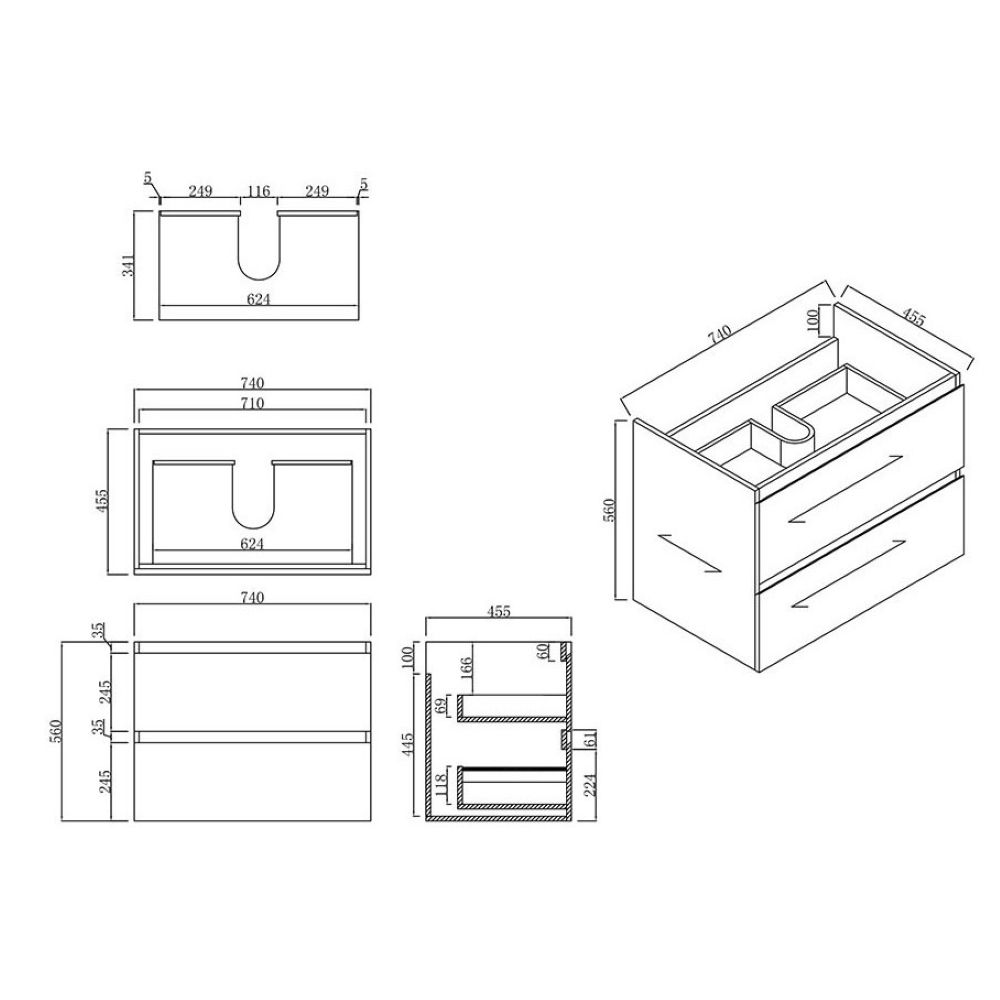 legna wall hung single basin vanity, natural oak 0750mm with 03075 ceramic top