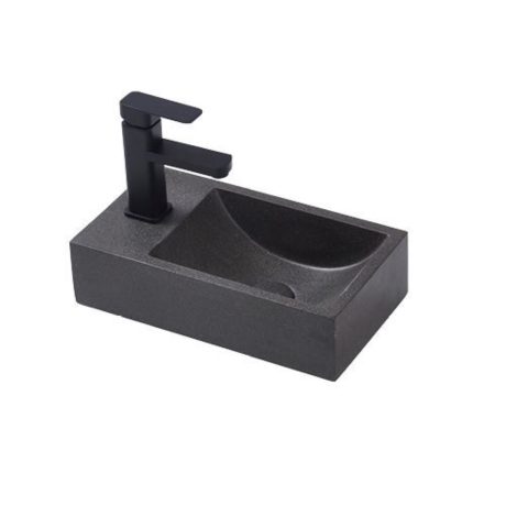 spoleto concrete basin left mount, black sandstone