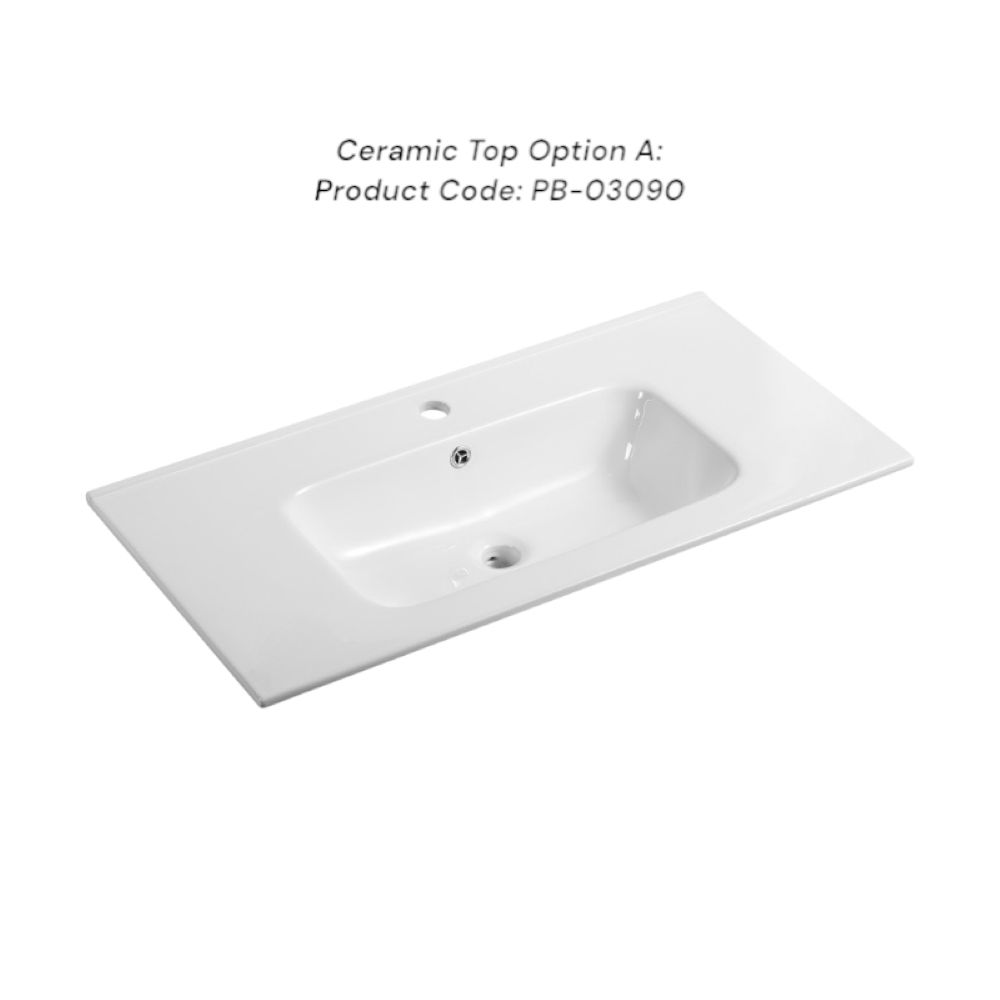 legna floor mount single basin vanity, left hand drawer, natural oak 0900mm with 03090 ceramic top