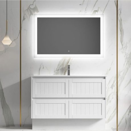 armonia floor mount vanity 1200mm single basin cabinet only, gloss white