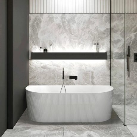 attica noosa btw multi fit fluted bath, gloss white 1500mm