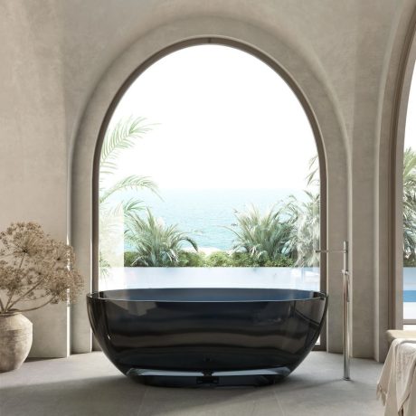 wow translucency resin stone bath, morion black 1650mm
