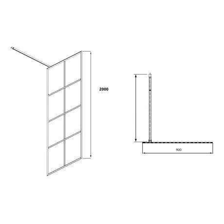 framed 8 print single panel shower, matte black 1000mm