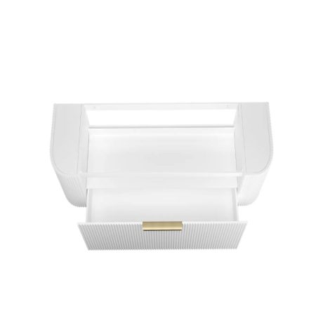 bondi fluted 1200mm satin white curve vanity cabinet only