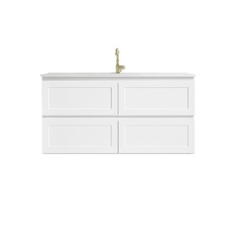 marland wall mount vanity 1500mm single basin top, matte white