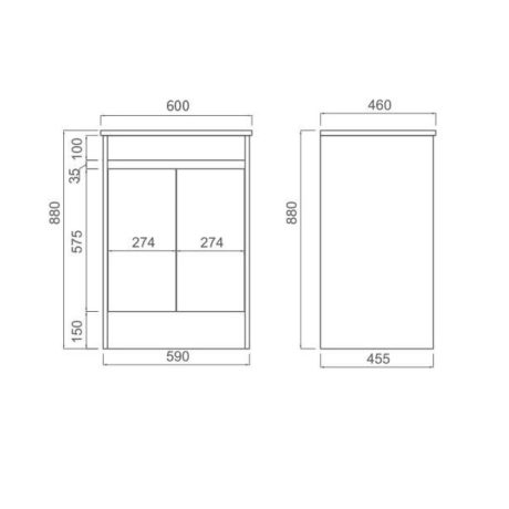 classic pvc floor mount single basin vanity 0600mm, cabinet only