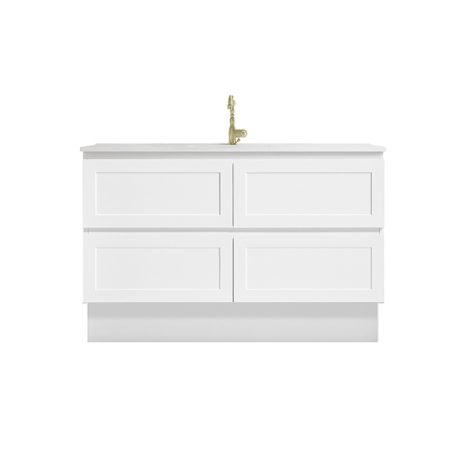 marland floor mount vanity 1500mm single basin cabinet only, matte white